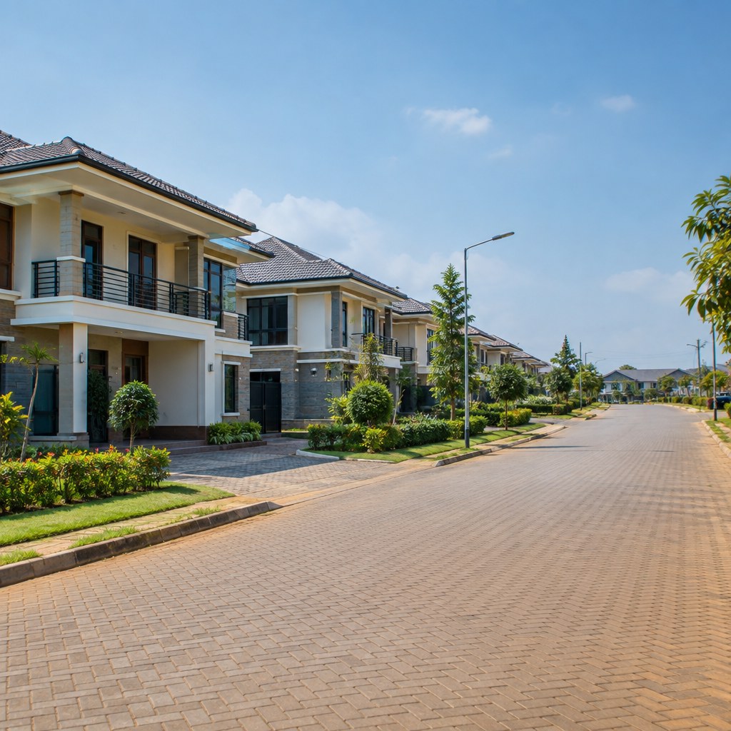 Modern 4-bedroom maisonette with a flat roof and large windows in a Ruiru gated community